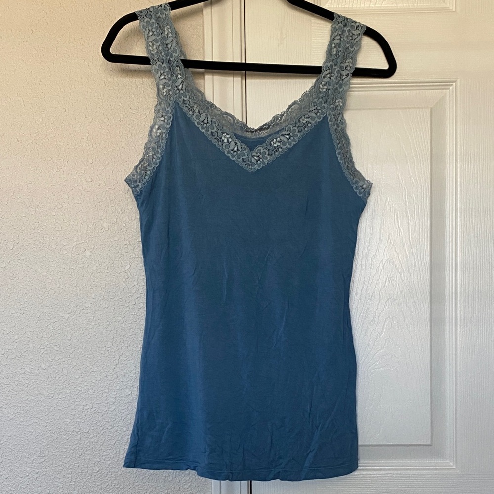 Fleur’t Lace-Trimmed Blue Camisole